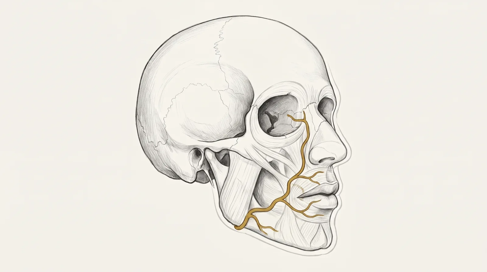 Artéria facial da mandíbula até a artéria angular ao lado do nariz — diagrama anatômico — Dr. Thiago Perfeito