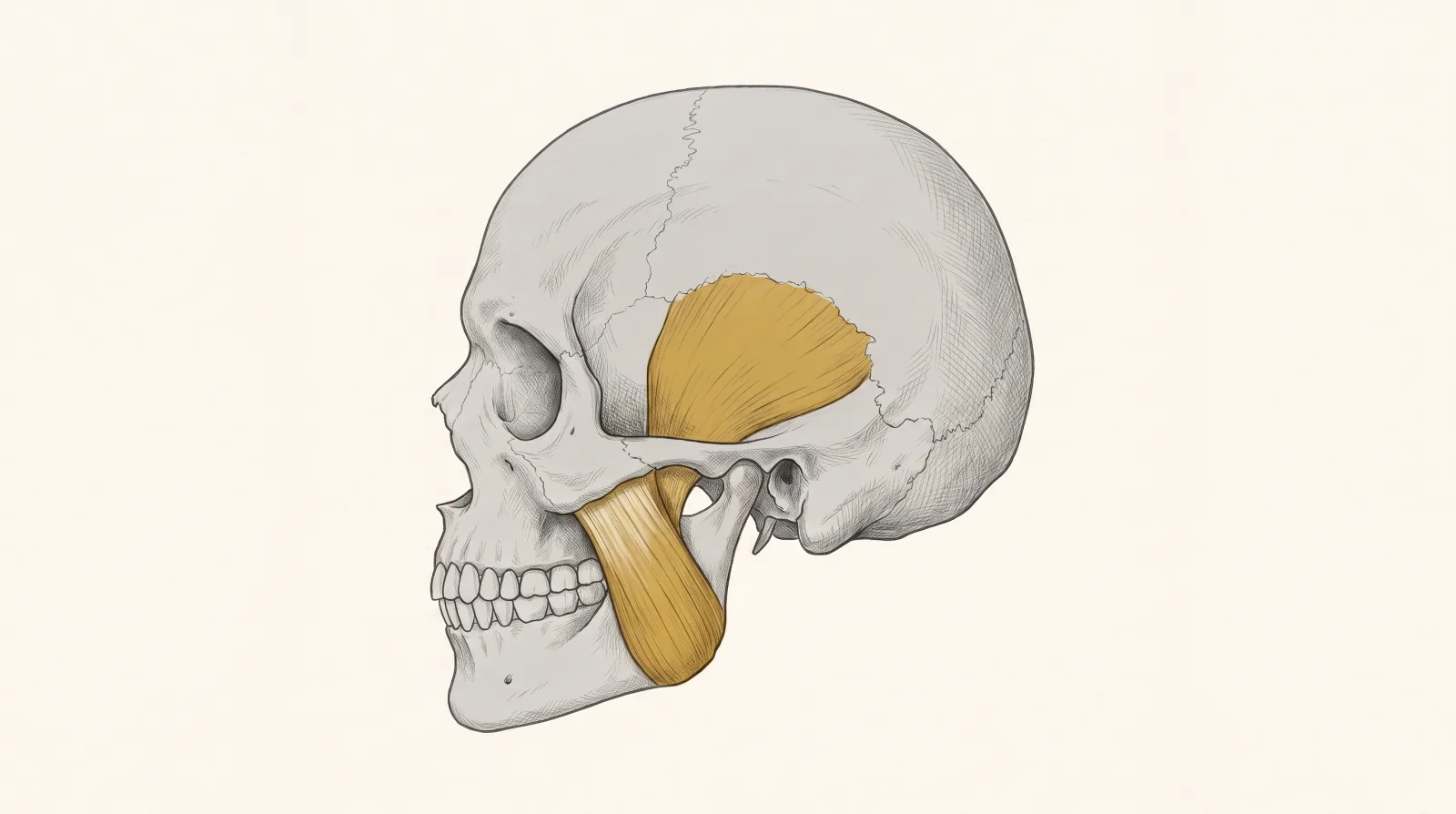 Masseter e temporal em vista lateral do crânio — Dr. Thiago Perfeito