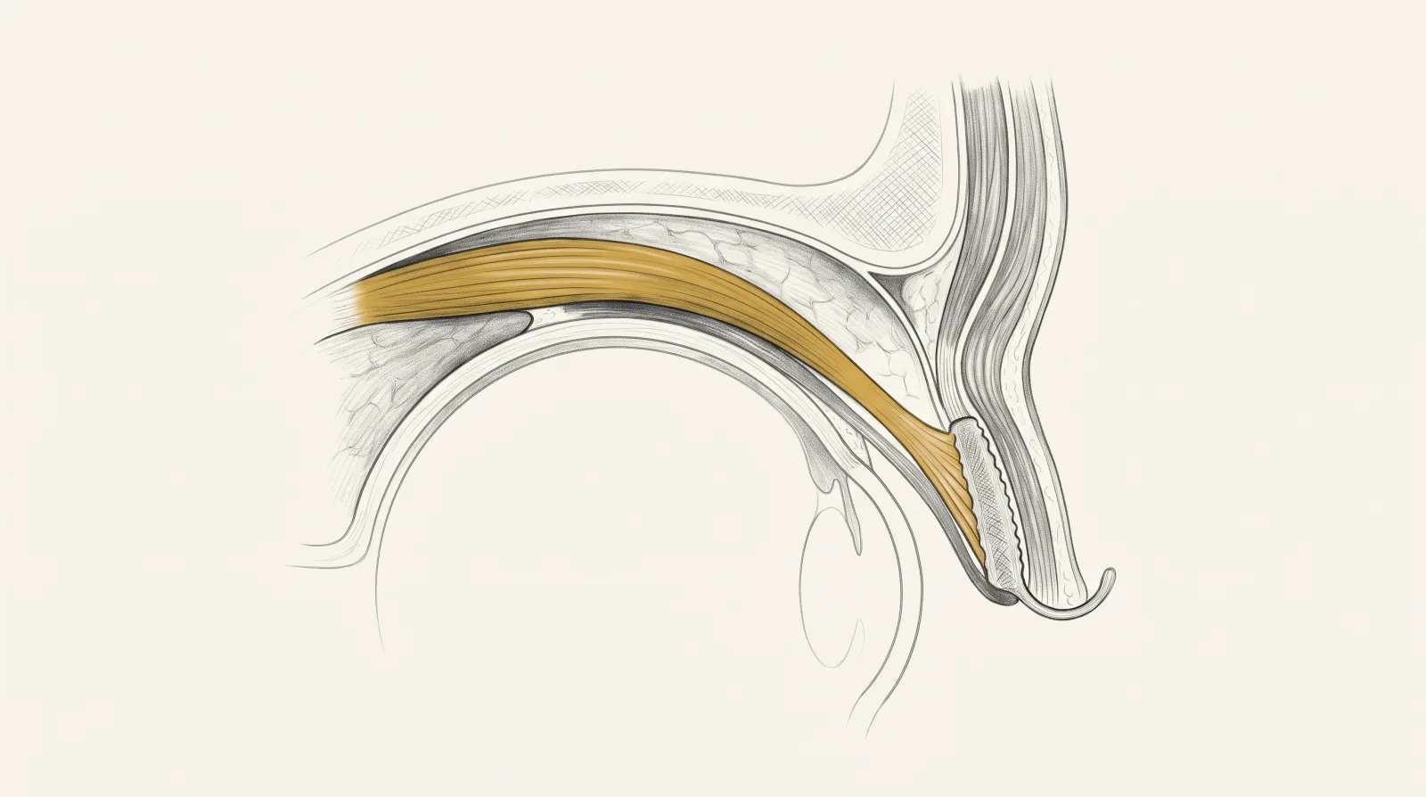 Corte sagital da pálpebra superior com levantador da pálpebra e septo orbital — Dr. Thiago Perfeito
