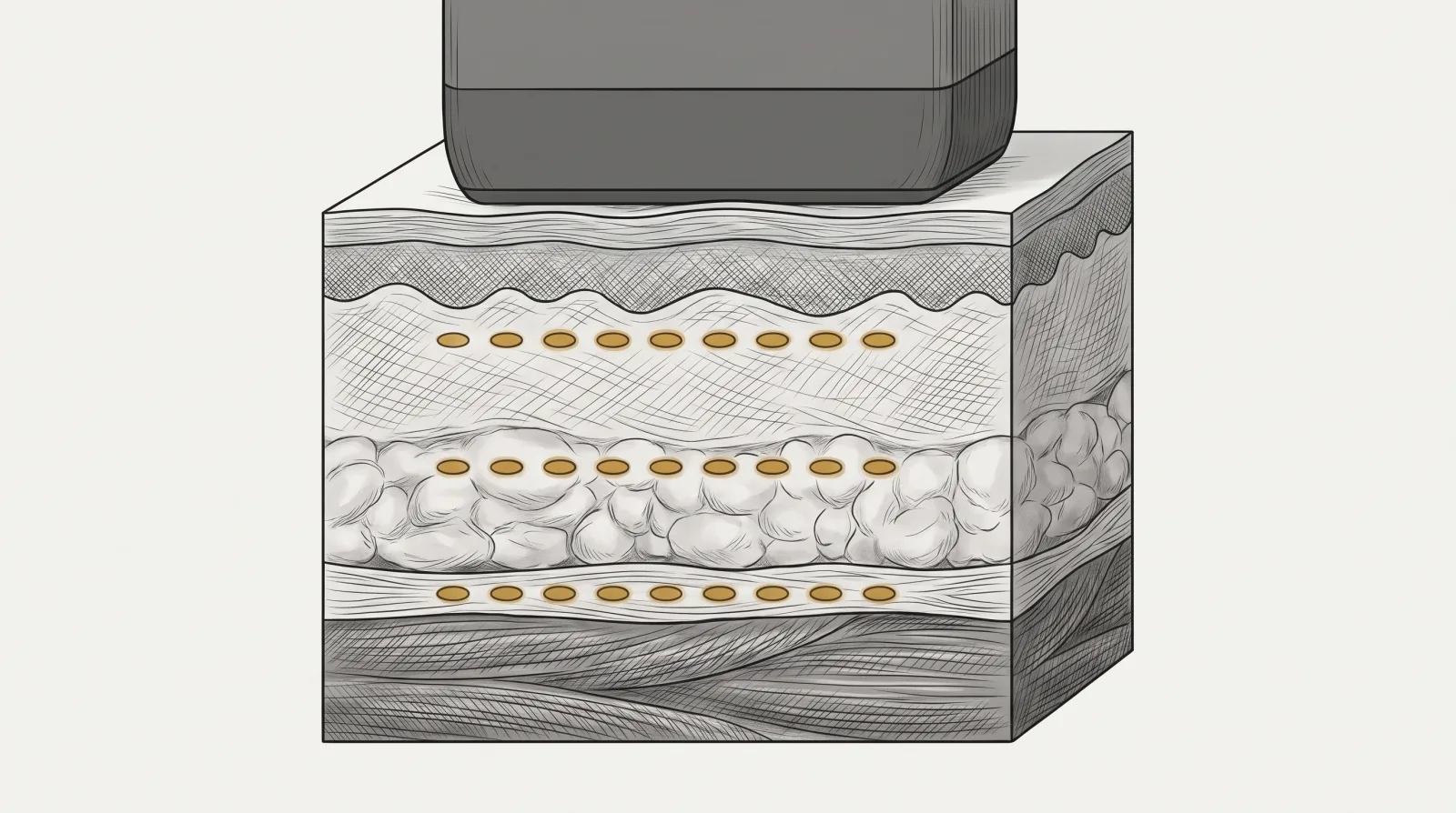 Ultrassom microfocado — pontos de coagulação térmica em três profundidades da pele — Dr. Thiago Perfeito