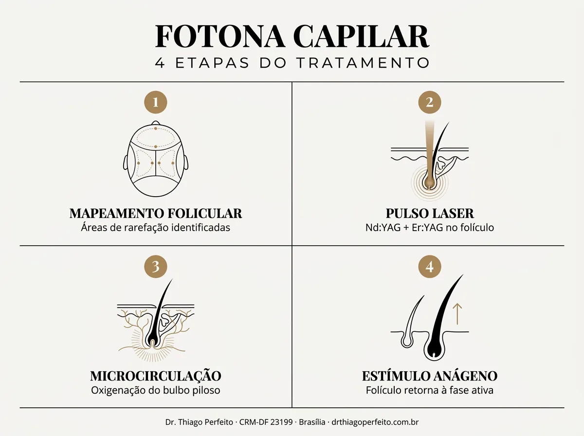 Etapas do protocolo — Fotona Capilar
