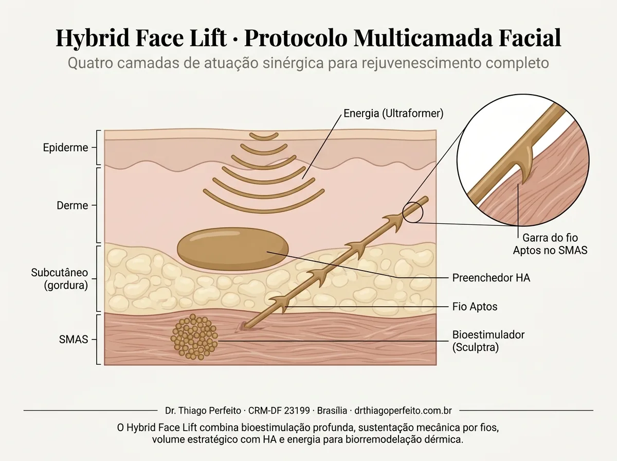 Diagrama anatômico — Hybrid Face Lift