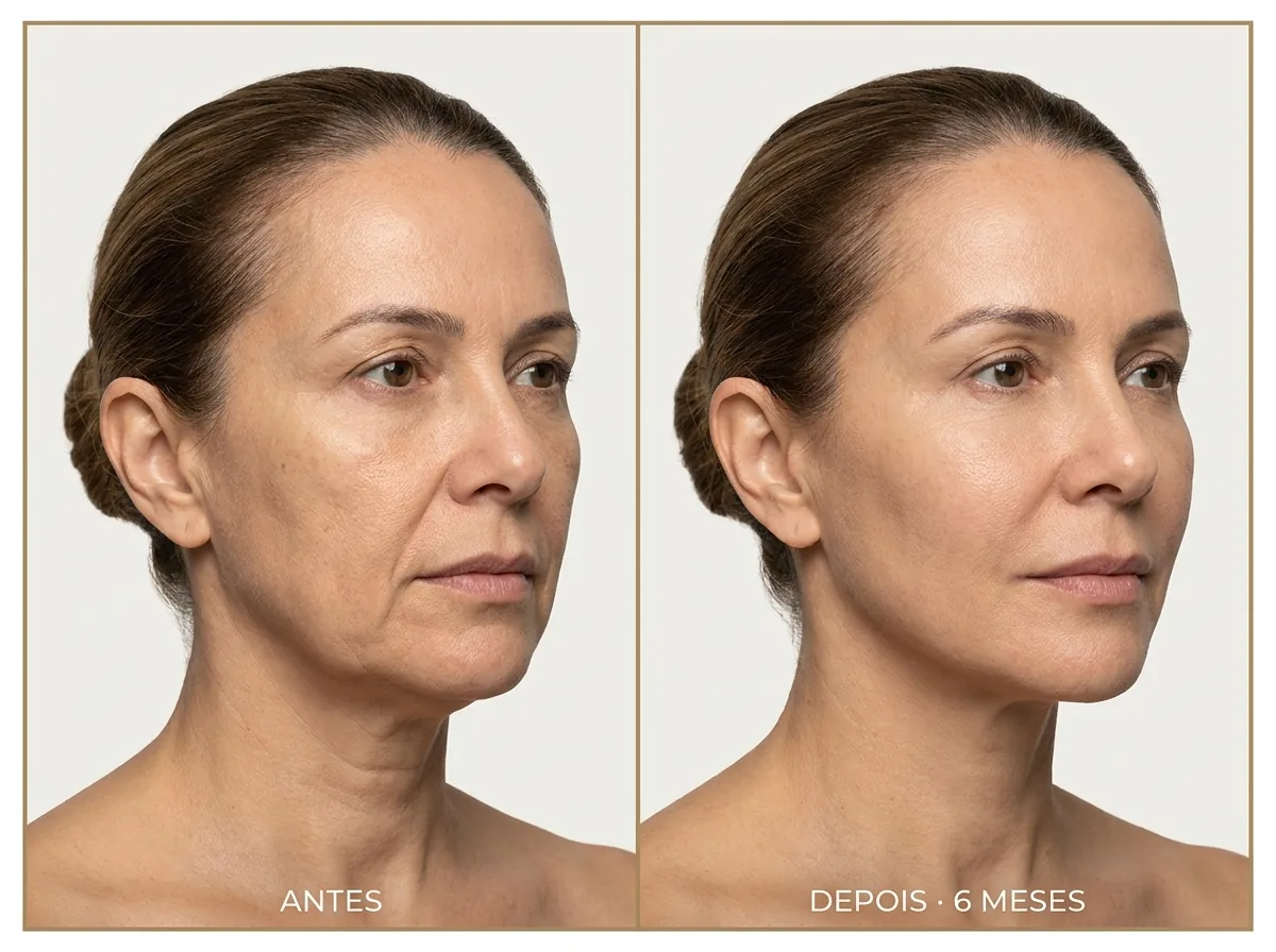Resultado típico de protocolo de lifting facial não cirúrgico