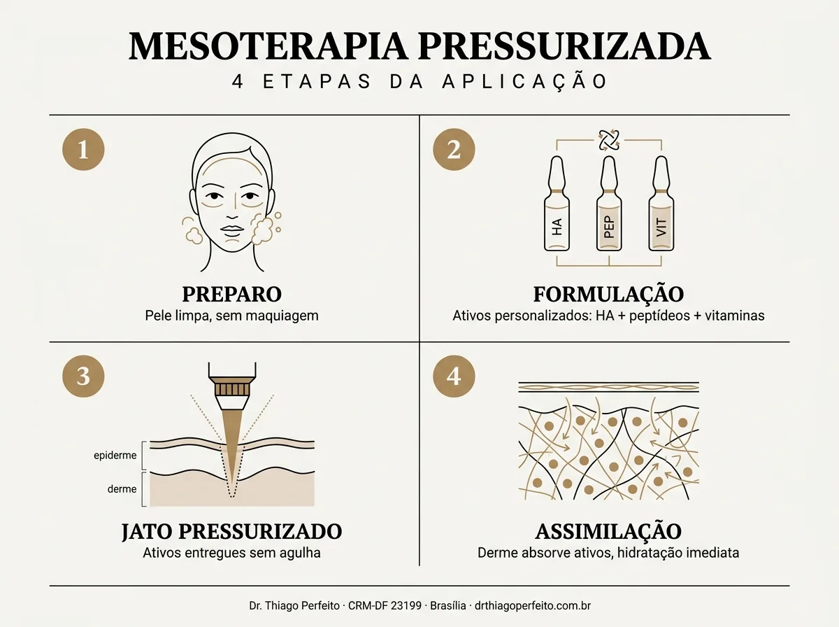 Etapas do protocolo — Mesoject Gun (mesoterapia pressurizada)