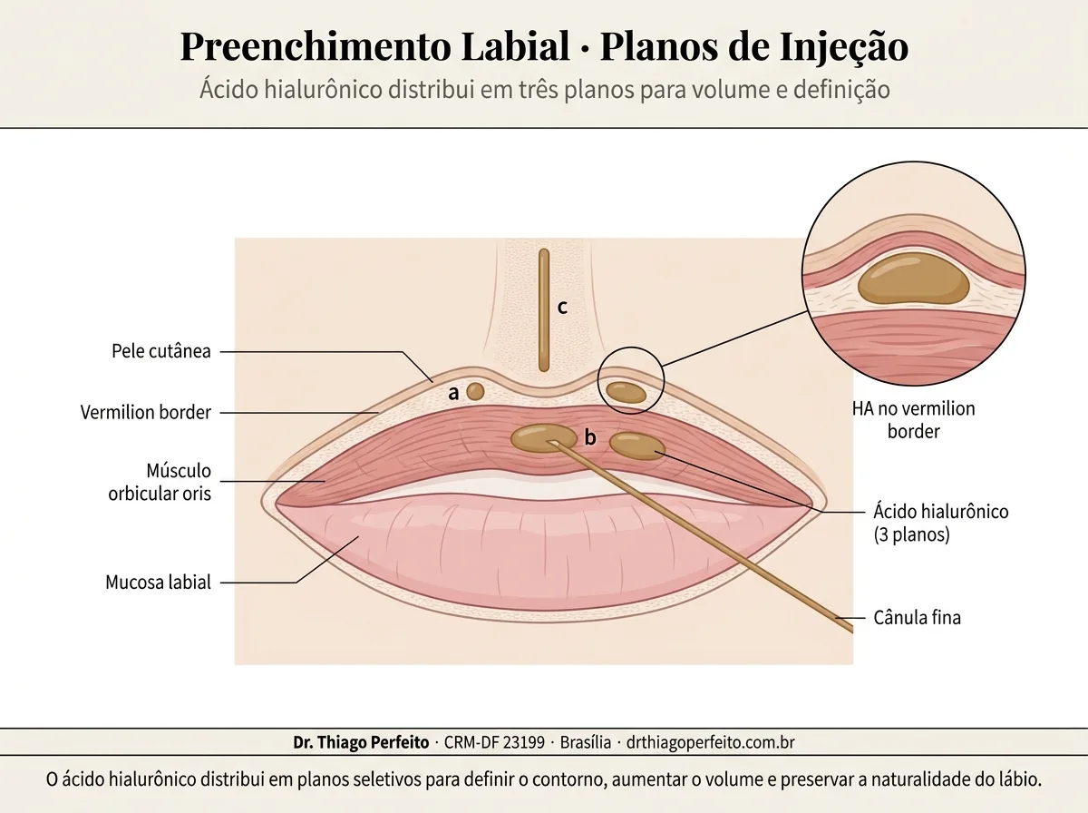 Diagrama anatômico — Preenchimento Labial