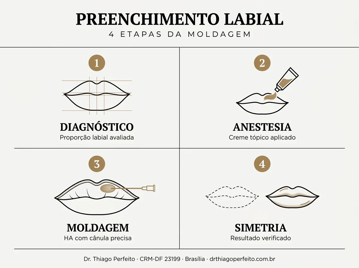 Etapas do protocolo — Preenchimento Labial
